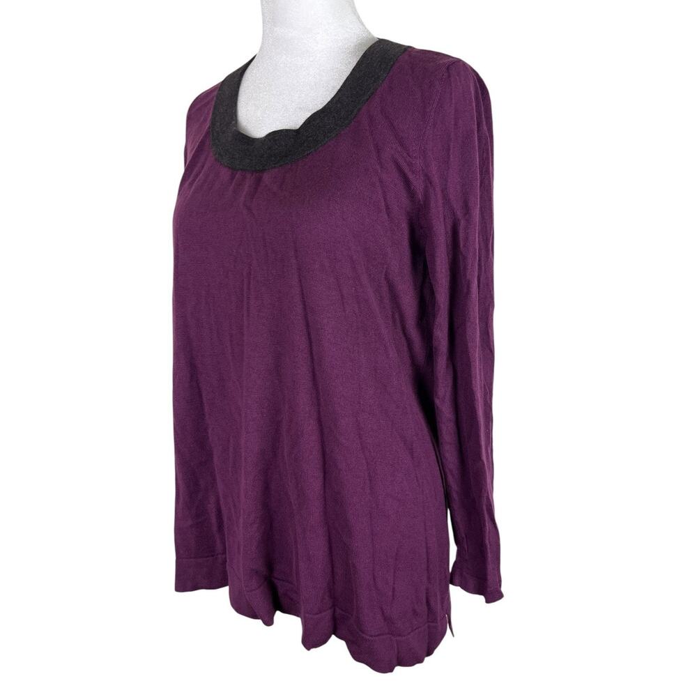 Akris Punto 100% Wool Purple Pullover Lightweight Blouse Minimalist Capsule Sz 8 - Picture 5 of 8
